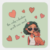 犬のバレンタイン スクエアシール (正面)