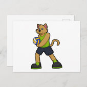 犬のバレーボール選手とバレーボール ポストカード (正面/裏面)