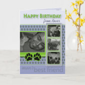 犬のバースデー・カードからのハッピーバースデー カード (黄色い花)
