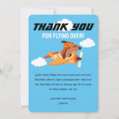 犬のパイロットが飛行機を飛ばす、かわいいお誕生日ありがとう サンキューカード (正面)