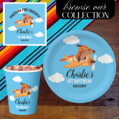 犬のパイロットが飛行機を飛ばす、かわいいお誕生日ありがとう サンキューカード