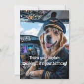 犬のパイロットと飛行機の写真 楽しい航空趣味の誕生日 カード (正面)