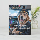 犬のパイロットと飛行機の写真 楽しい航空趣味の誕生日 カード (スタンド正面)