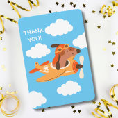 犬のパイロット飛んでいる飛行機、かわいいおもしろい子供の誕生日 サンキューカード