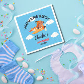 犬のパイロット飛んでいる飛行機、かわいいキッズブルー誕生日 スタンダードカクテルナプキン