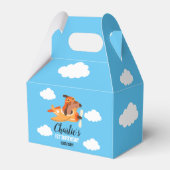 犬のパイロット飛んでいる飛行機、かわいいキッズブルー誕生日 フェイバーボックス (正面サイド)