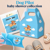 犬のパイロット飛んでいる飛行機、かわいいキッズブルー誕生日 ペーパープレート