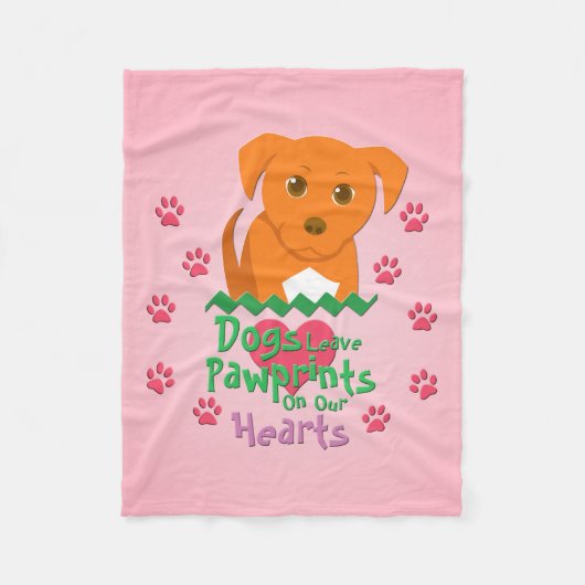 犬のパウ離れププリント フリースブランケット (正面)