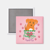 犬のパウ離れププリント マグネット (正面/裏面)