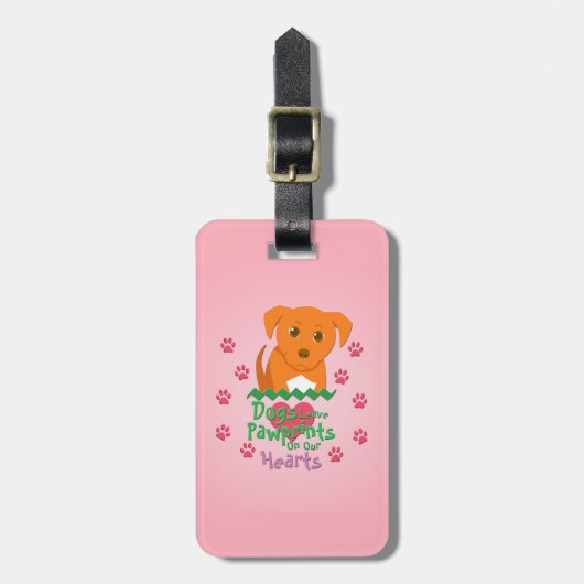 犬のパウ離れププリント ラゲッジタグ (正面縦)