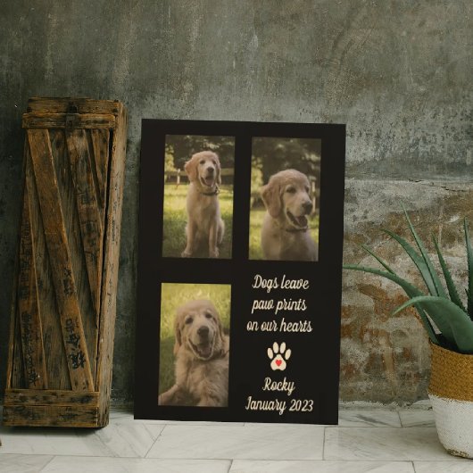 犬のパウ離れププリント |犬記念写真コラージュ キャンバスプリント