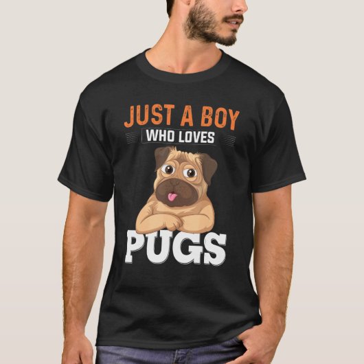 犬のパグ飼い主ガイドただのパグ大好きな男の子 Tシャツ (正面)