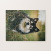 犬のパズル動物の写真かわいい悲しい子犬の子犬の写真 ジグソーパズル (横)