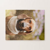 犬のパズル動物の写真かわいい悲しい子犬の子犬の写真 ジグソーパズル (横)