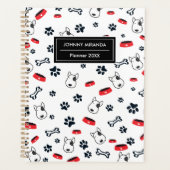 犬のパターン年と名前（白） プランナー手帳 (正面)