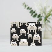 犬のパターン黒に白いブルドッグ。 ポストカード (スタンド正面)