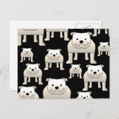 犬のパターン黒に白いブルドッグ。 ポストカード (正面/裏面)