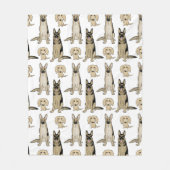 犬のパターン フリースブランケット (正面)