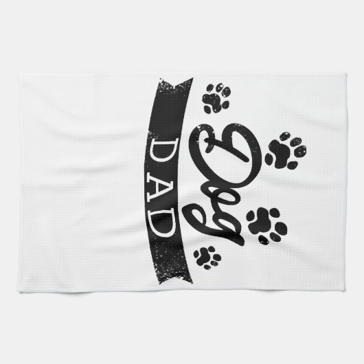 犬のパパおもしろいデザイン – 犬の所有者のためのギフトアイディア キッチンタオル (横)