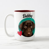 犬のパパおもしろい犬引用文カスタムと写真/名前 ツートーンマグカップ (左)