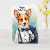 犬のパパの蝶ネクタイカード カード (黄色い花)
