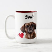 犬のパパカスタム写真/名前&おもしろい犬引用文 ツートーンマグカップ (左)
