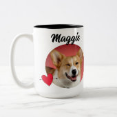 犬のパパカスタム写真/名前&おもしろい犬引用文 ツートーンマグカップ (左)