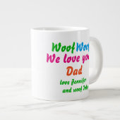 犬のパパクールウーフウーフウーフウーフウーフオーフオーフオーフユーパパ名 ジャンボコーヒーマグカップ (正面右)