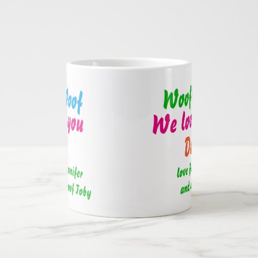犬のパパクールウーフウーフウーフウーフウーフオーフオーフオーフユーパパ名 ジャンボコーヒーマグカップ (正面)