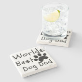 犬のパパコースター、犬からパパのためのギフト、脂肪 ストーンコースター (横)