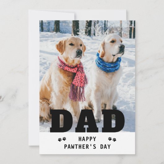 犬のパパハッピーファーザーの日の手のプリントおもしろい写真 シーズンカード (正面)