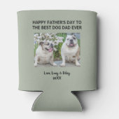 犬のパパハッピーファーザーの日カスタムの写真グリーン 缶クーラー (裏面)