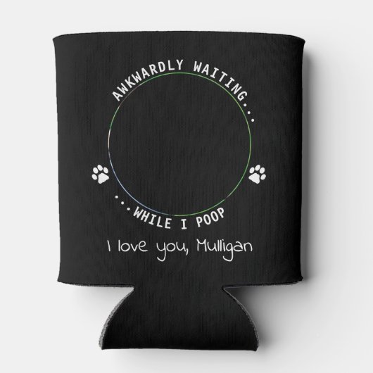 犬のパパパーソナライズされたペットの写おもしろい真 缶クーラー (裏面)