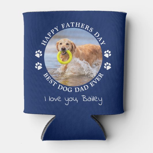 犬のパパパーソナライズされたペット写真ハッピーファーザーの日 缶クーラー (正面)