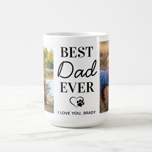 犬のパパパーソナライズされたペット写真父の日 コーヒーマグカップ (中央)