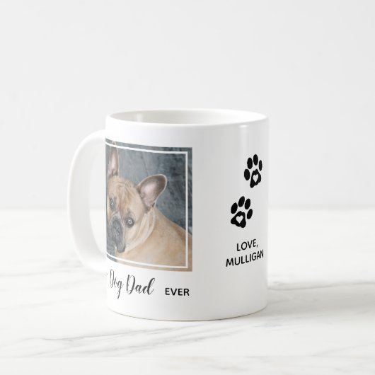 犬のパパパーソナライズされたペット写真 コーヒーマグカップ (正面左)