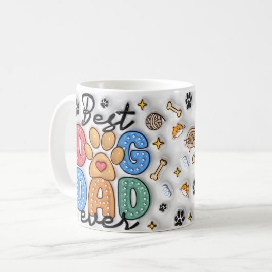 犬のパパパーソナライズされたマグカップと写真 コーヒーマグカップ (正面左)