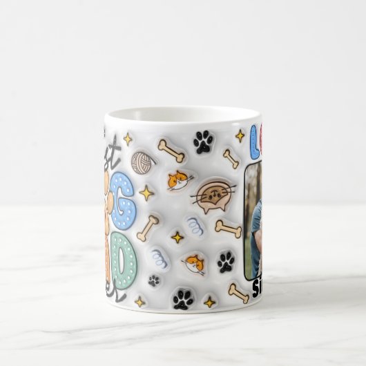 犬のパパパーソナライズされたマグカップと写真 コーヒーマグカップ (中央)