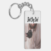 犬のパパフォトブラック文字 キーホルダー (正面左)
