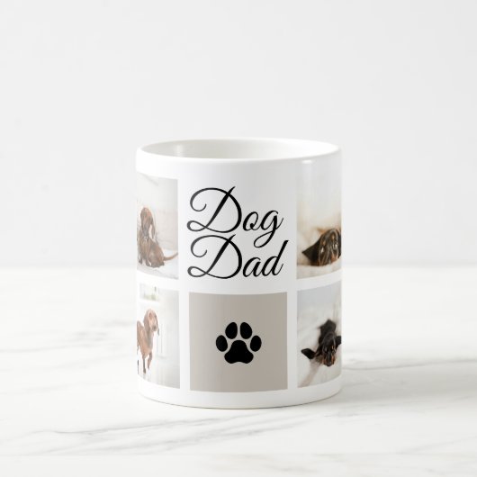 犬のパパポープリントペット8枚の写真カスタム コーヒーマグカップ (中央)