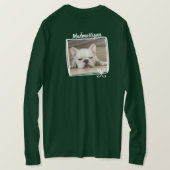 犬のパパ不機嫌な犬の緑の長袖写真 Tシャツ (デザイン裏面)