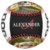 犬のパパ父の日2ペットの写真モノグラム ソフトボール (裏面)