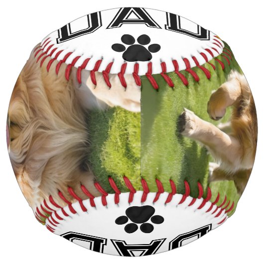 犬のパパ父の日2ペットの写真モノグラム ソフトボール (正面)