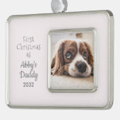 犬のパパ第1回クリスマスガール犬DIYペルソナルツ写真 シルバープレートフレームオーナメント (左)