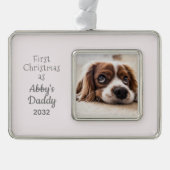 犬のパパ第1回クリスマスガール犬DIYペルソナルツ写真 シルバープレートフレームオーナメント (正面)