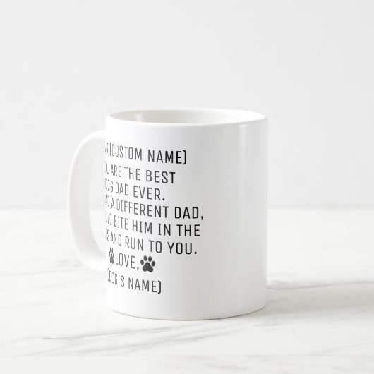 犬のパパ贈り物，父親の日の犬のパパ贈り物， コーヒーマグカップ (正面左)