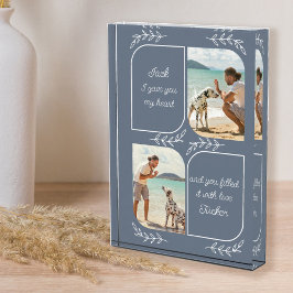 犬のパパ2垂直方向の写真愛情のある言葉パーソナライズされた フォトブロック