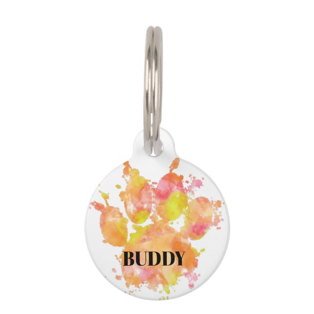 犬のパワプリント水彩 ペット　ネームタグ (正面)