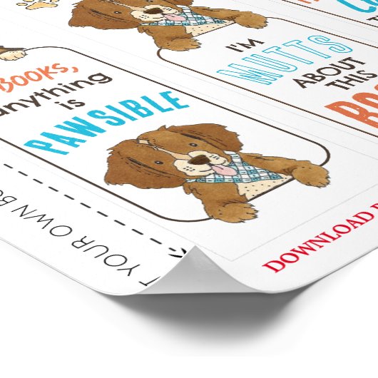 犬のパンチは自分のDIYしおりおもしろいシートを切る ポスター (角)