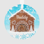 犬のパーソナライズされたギンガーブレッドドッグハウス オーナメント (裏面)